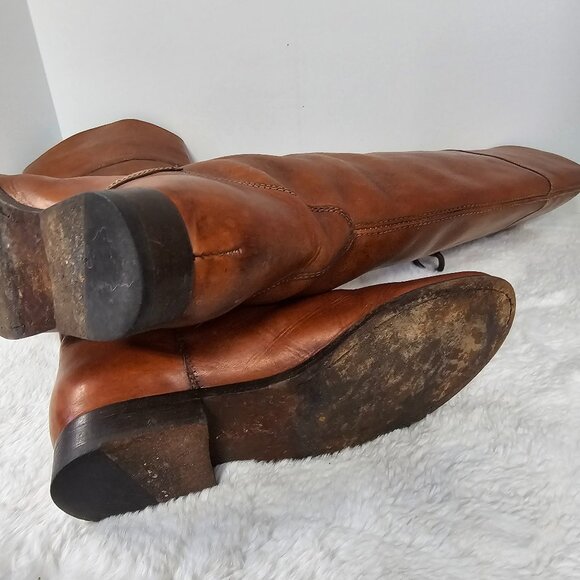 Frye & Co Brown High Equestrian Boots Leather Boho Western 9 - Picture 14 of 16